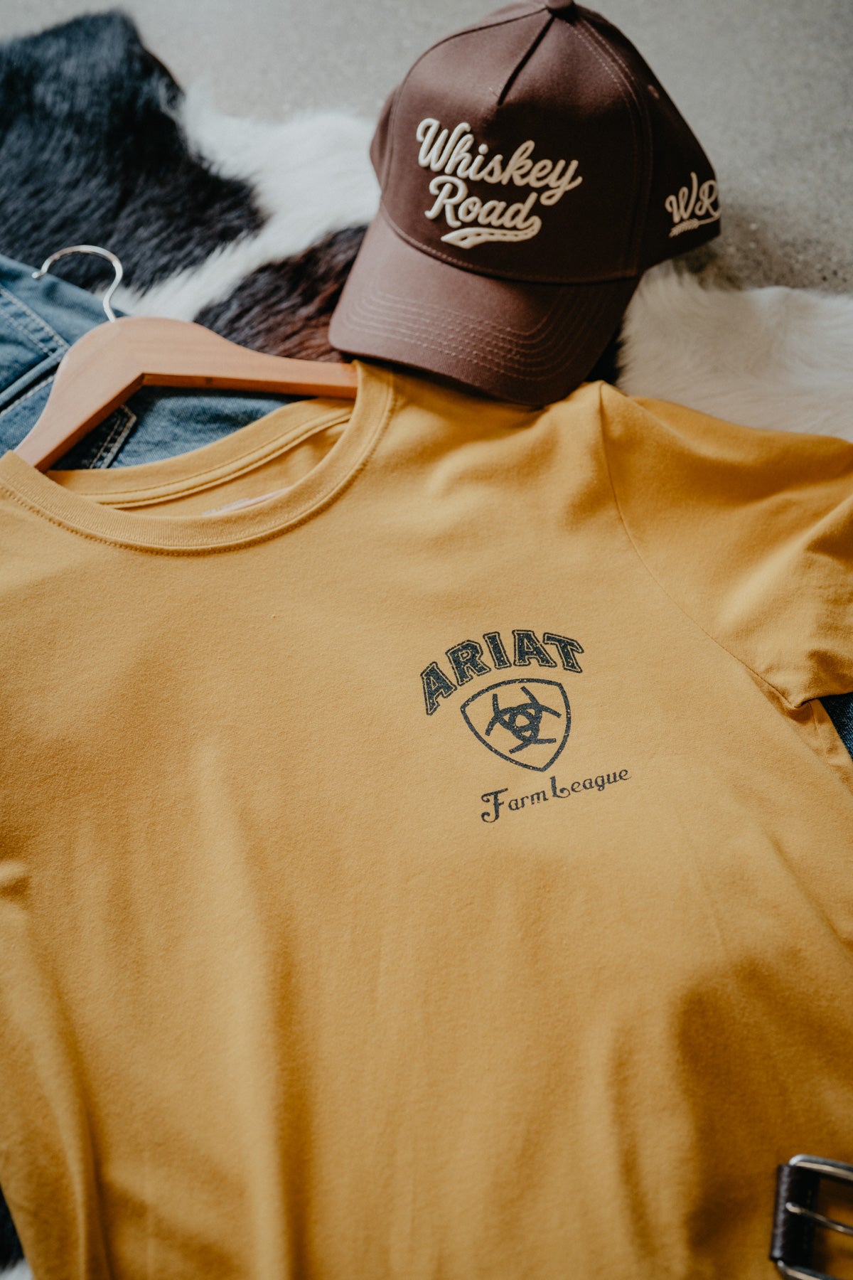 'Farm League' Men's Mustard Yellow T-Shirt by Ariat