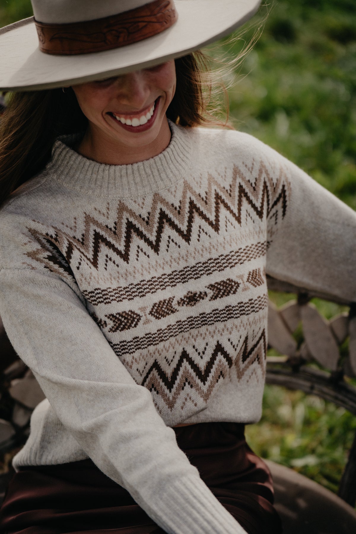'Lea' Women's Heather Oatmeal Knit Sweater by Ariat