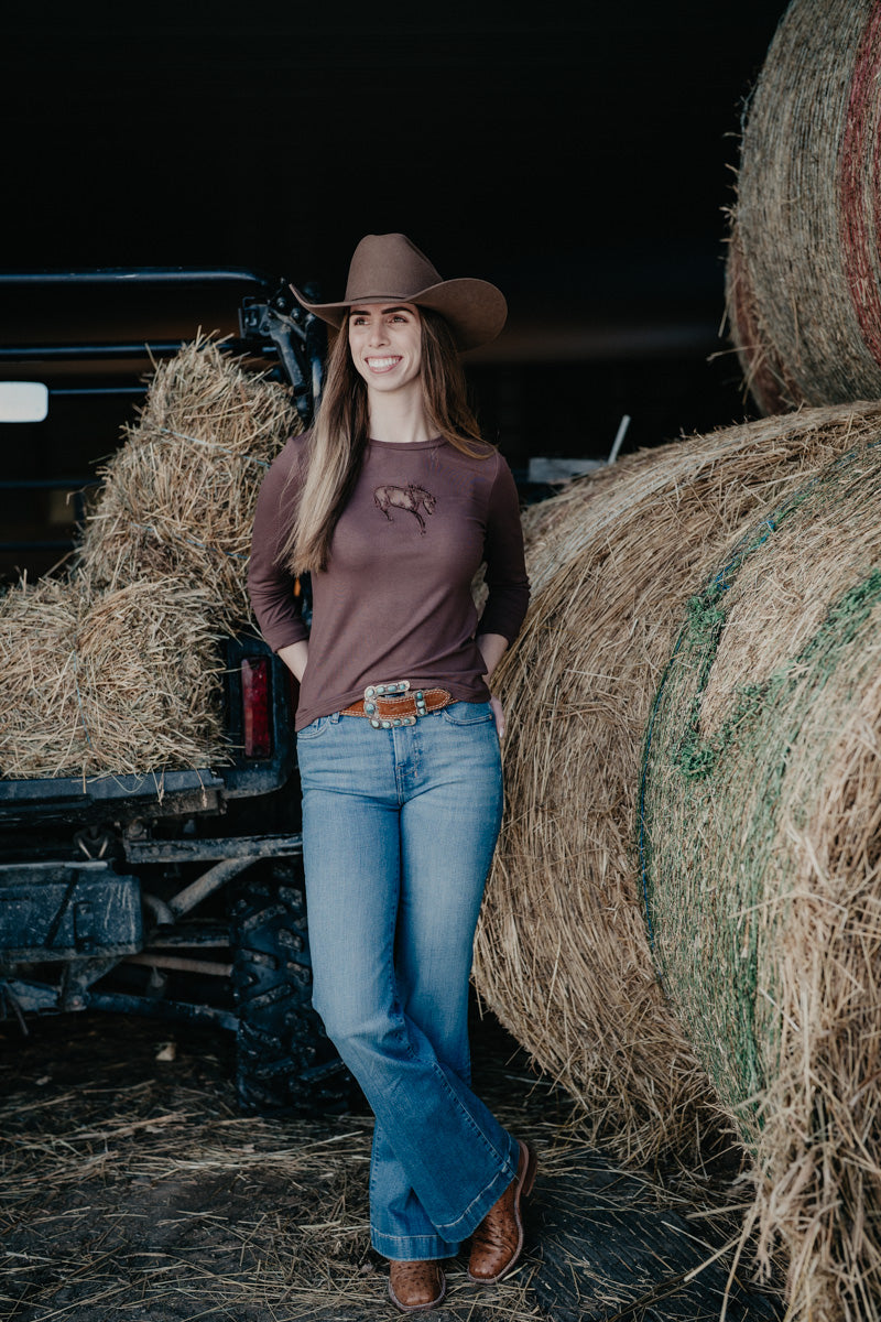 'Buck Out' Mocha Long Sleeve Shirt (XS - XXL)