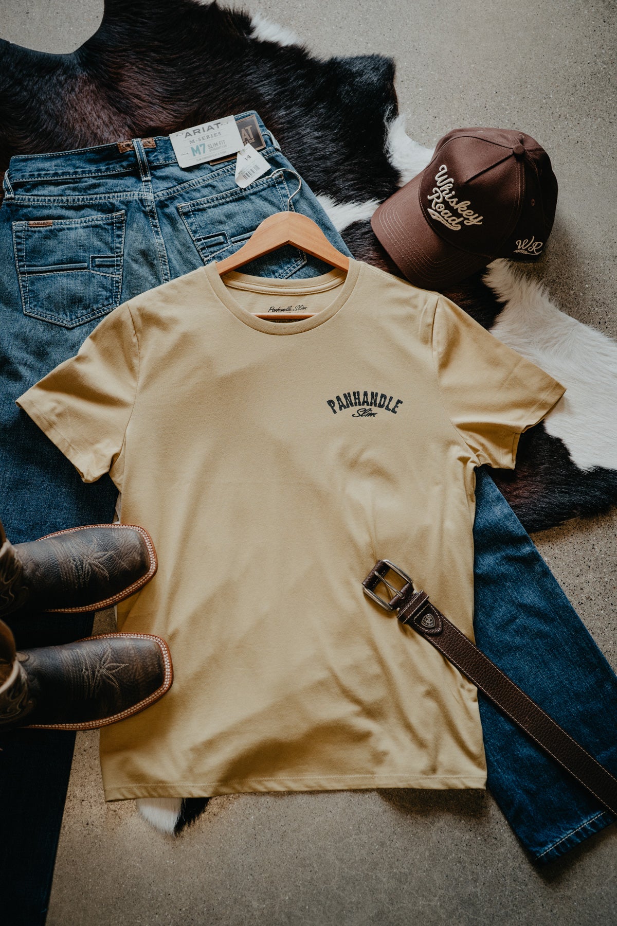 'Diablo' Men's Muted Yellow Graphic T-Shirt by Panhandle Slim