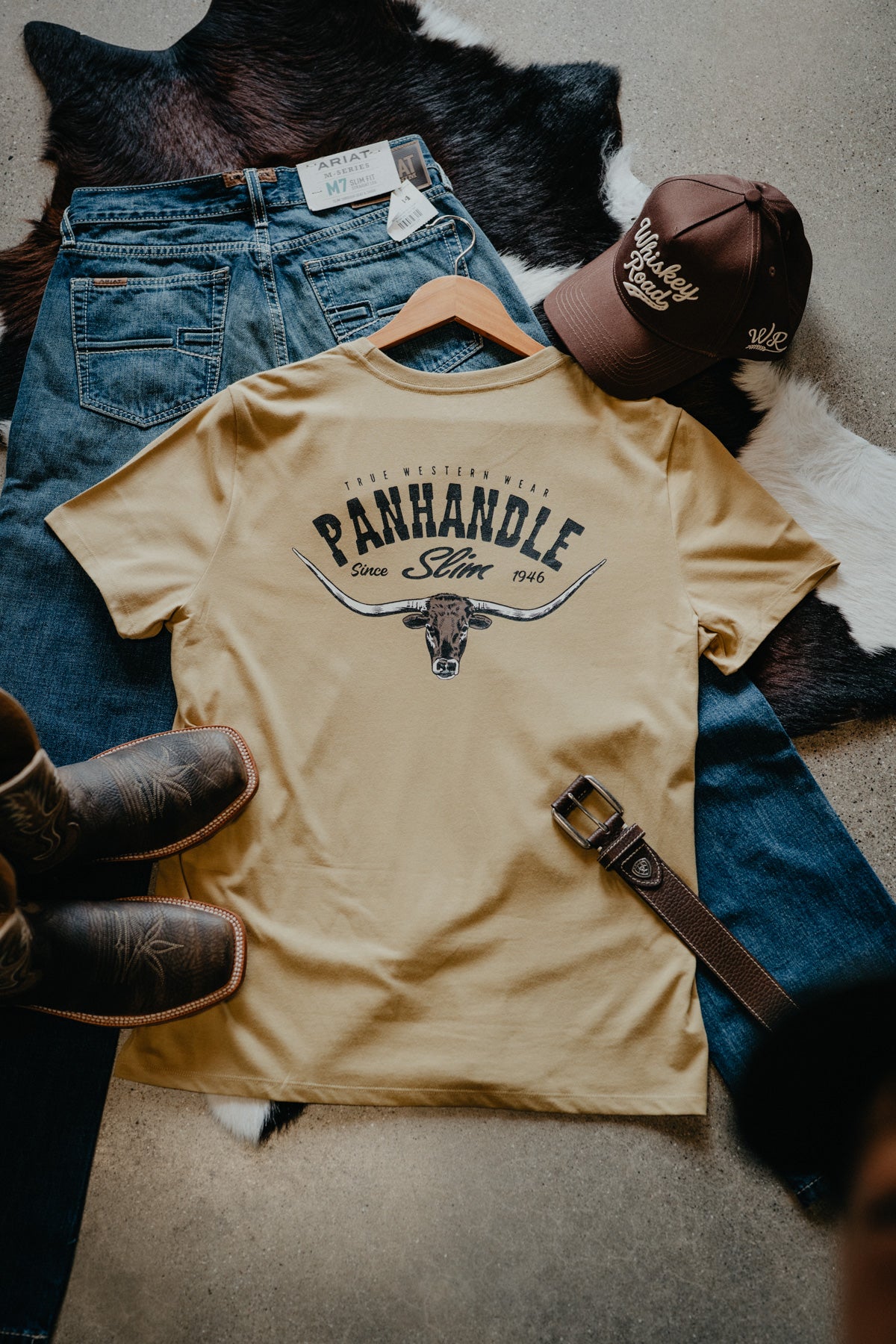 'Diablo' Men's Muted Yellow Graphic T-Shirt by Panhandle Slim