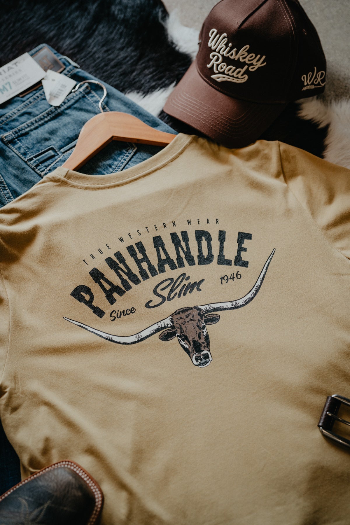 'Diablo' Men's Muted Yellow Graphic T-Shirt by Panhandle Slim