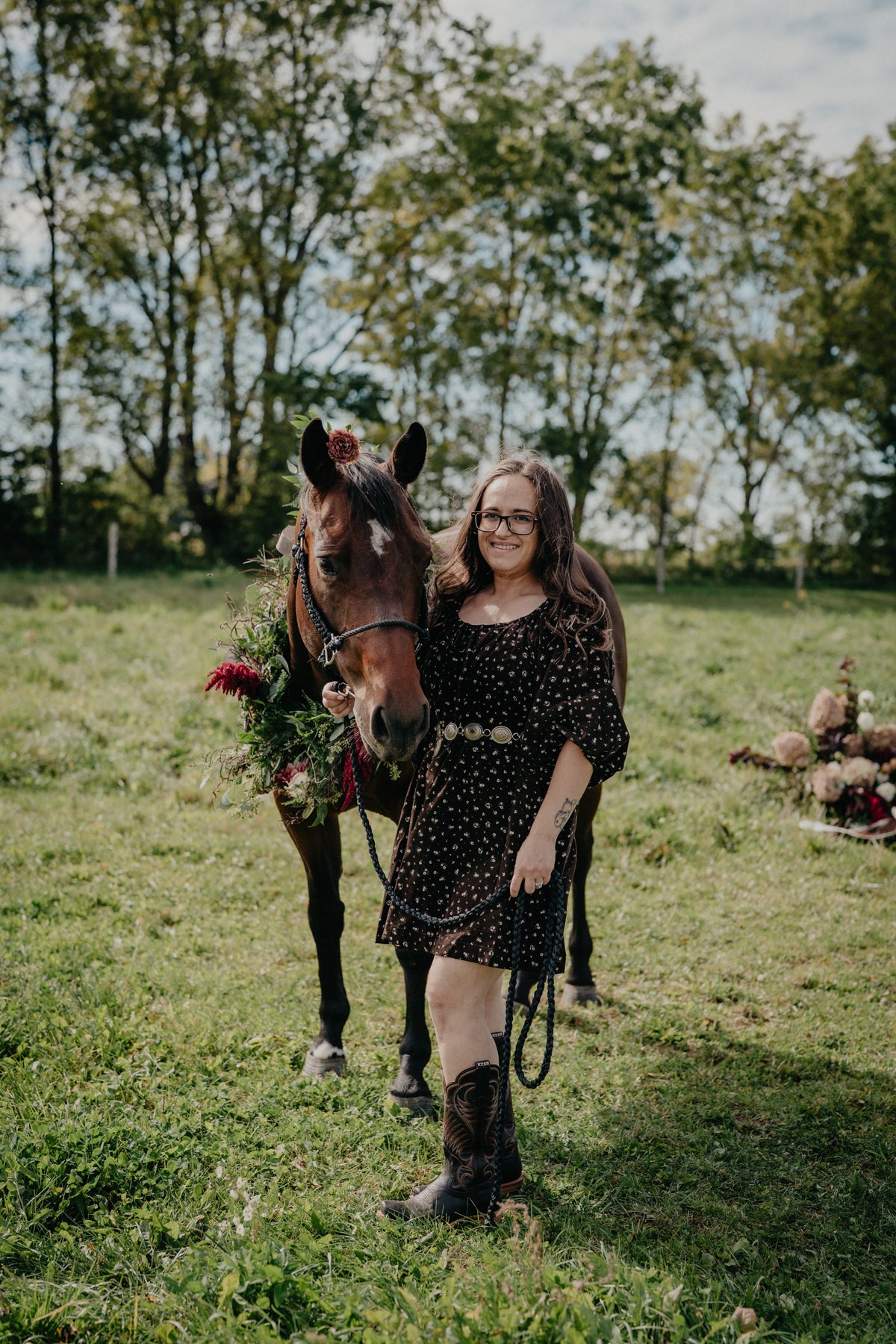 'Harper' Chocolate Brown Floral Corduroy Mini Dress