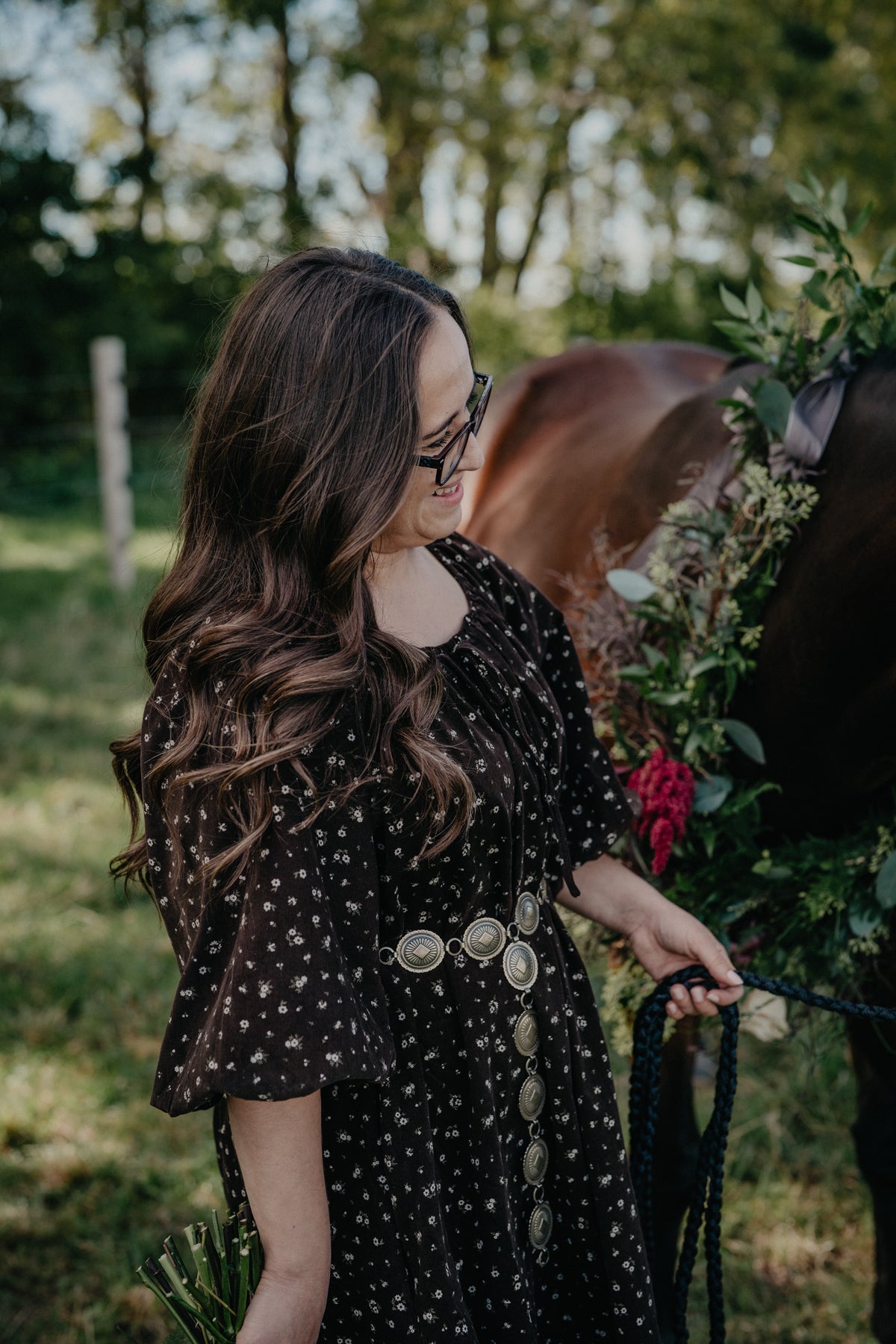 'Harper' Chocolate Brown Floral Corduroy Mini Dress