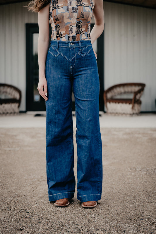 'Ellis' Ultra High Rise Yoke Wide Leg Jean by Ariat (Sizes 32S Only)