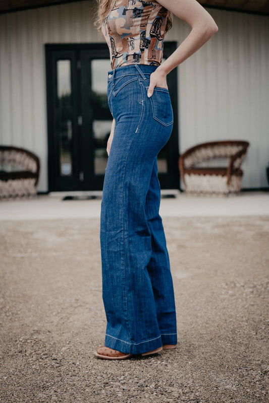 'Ellis' Ultra High Rise Yoke Wide Leg Jean by Ariat (Sizes 32S Only)