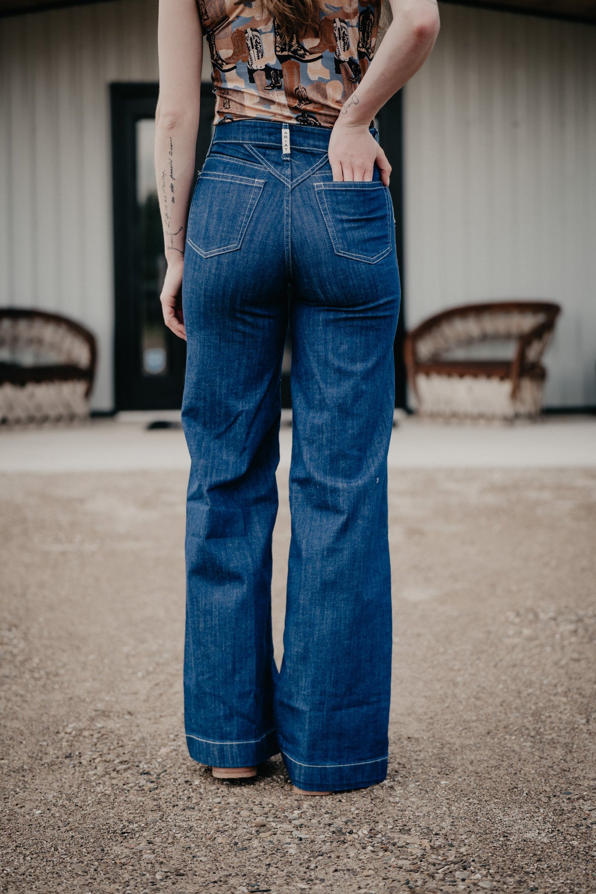 'Ellis' Ultra High Rise Yoke Wide Leg Jean by Ariat (Sizes 32S Only)
