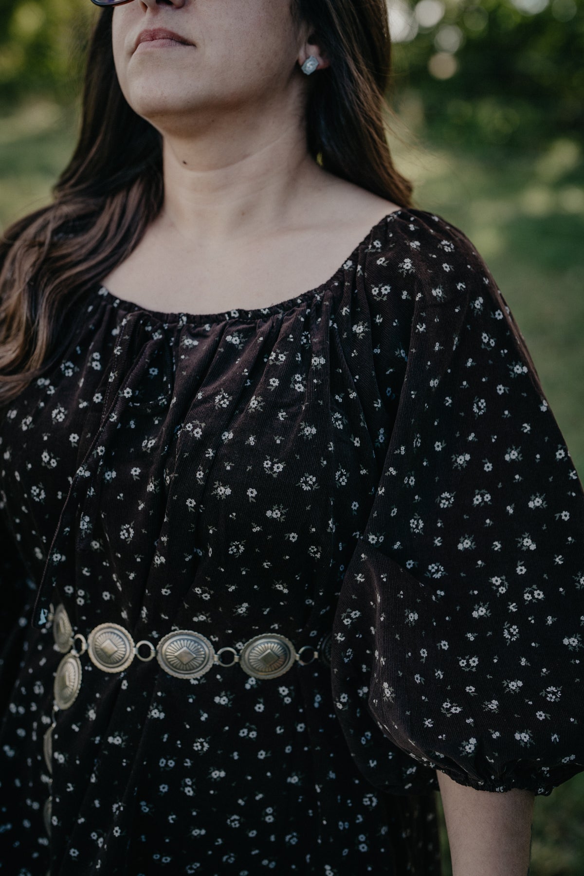 'Harper' Chocolate Brown Floral Corduroy Mini Dress