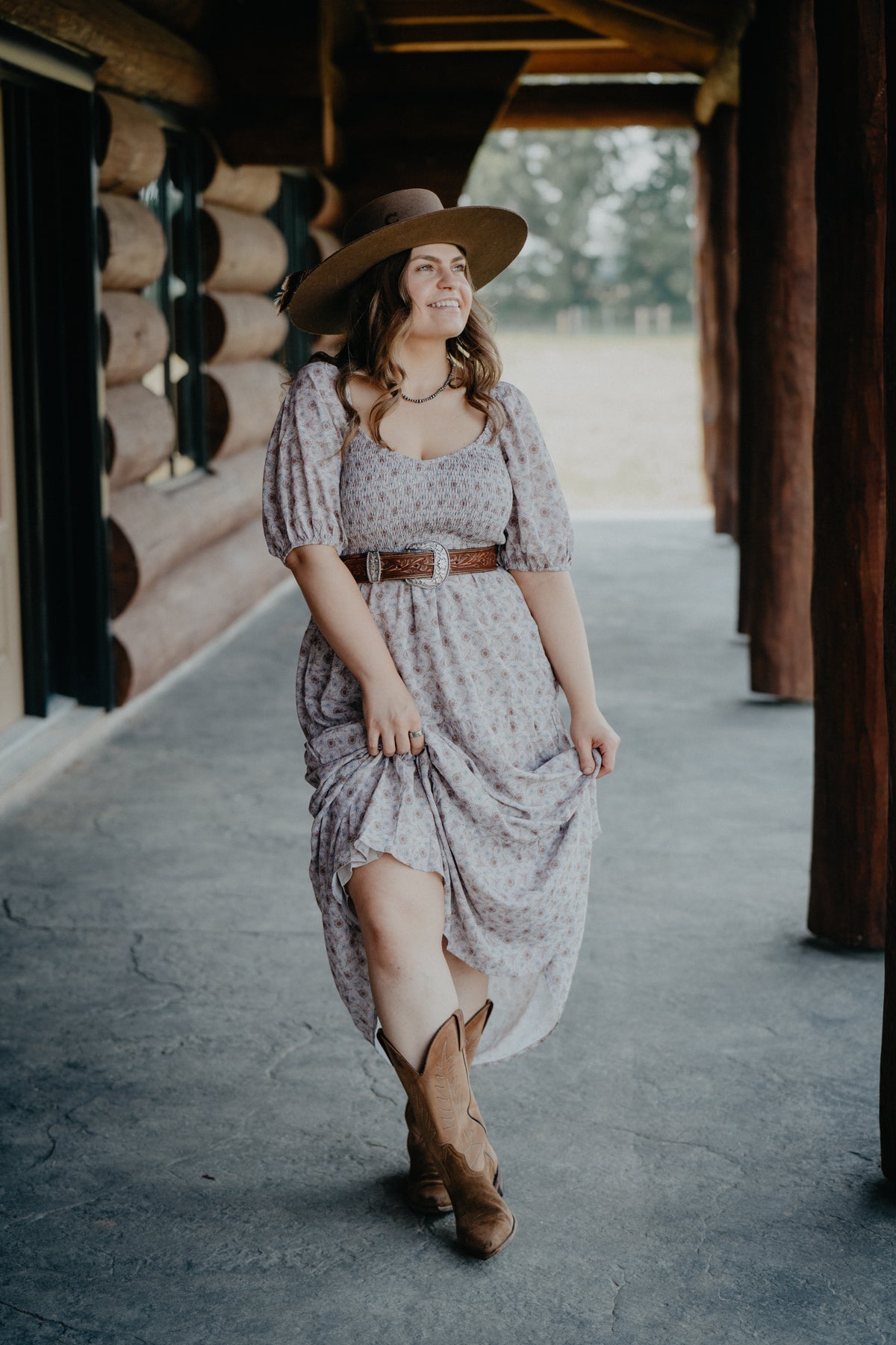 'Lucy' Paisley Print Tiered Midi Dress (S & L Only)