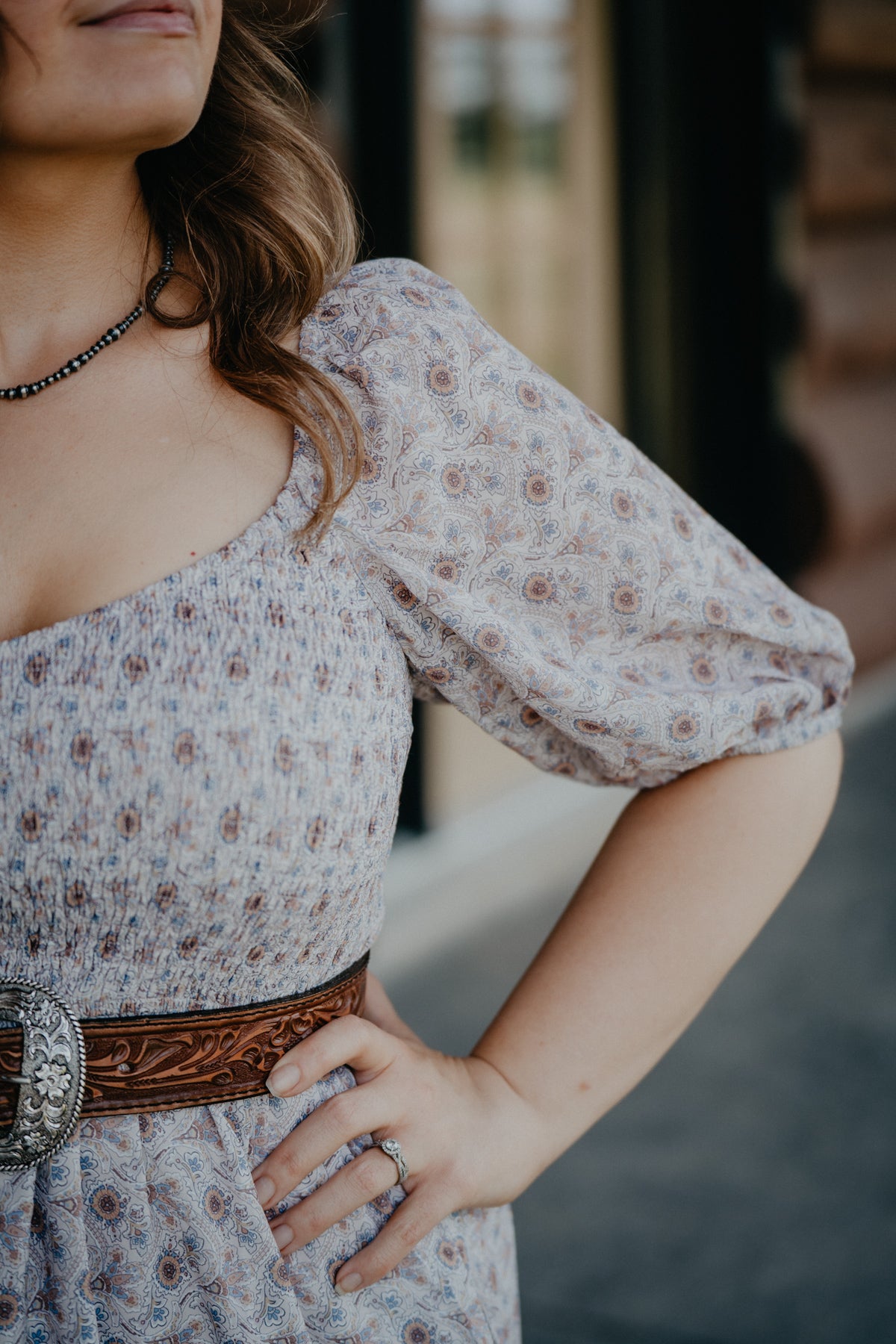 'Lucy' Paisley Print Tiered Midi Dress (S & L Only)