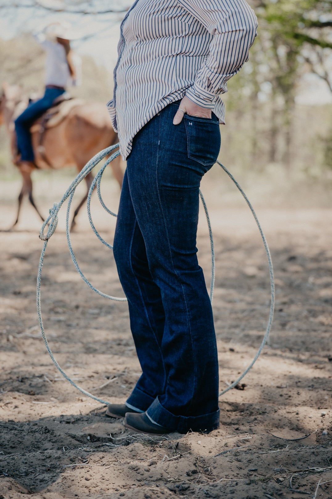 'Bella' Haala Denim Trouser Jean {Midnight Blue with Dusk Blue Stitching)