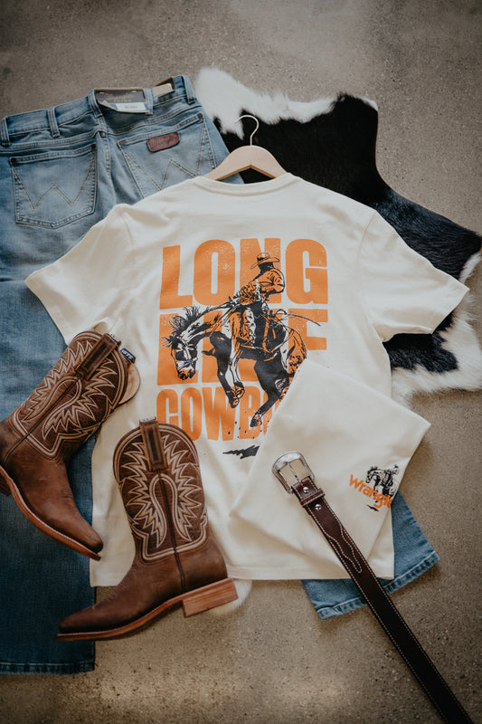 'Long Live Cowboys' Wrangler Men's Ivory Graphic T (S-XXL)