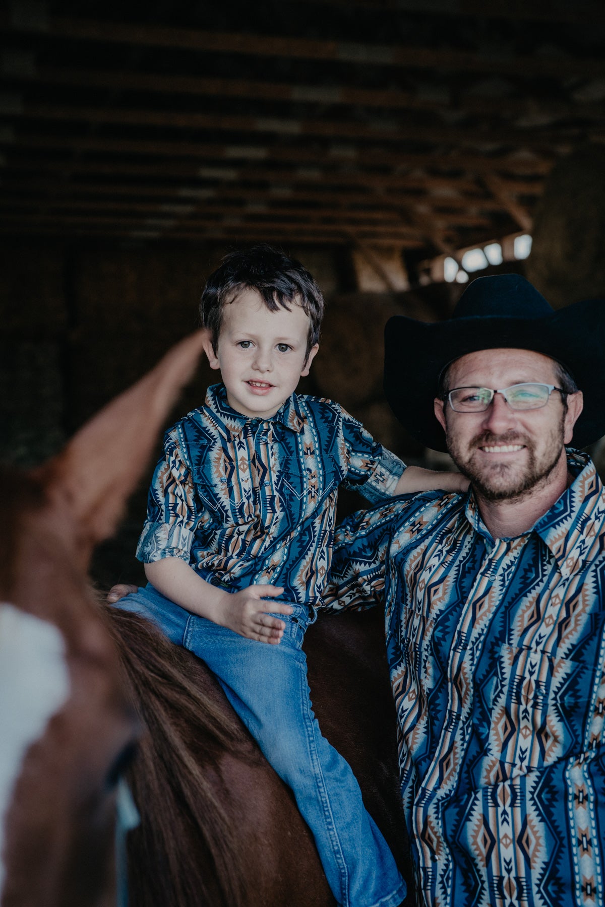 'Tanner' Tan/Teal Aztec Baby / Toddler Long Sleeve Pearl Snap by Wrangler