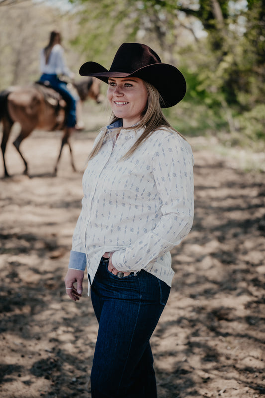 'Lilia' Floral Lilac Stripe Women's Kirby Shirt by Ariat (XS-XXL)