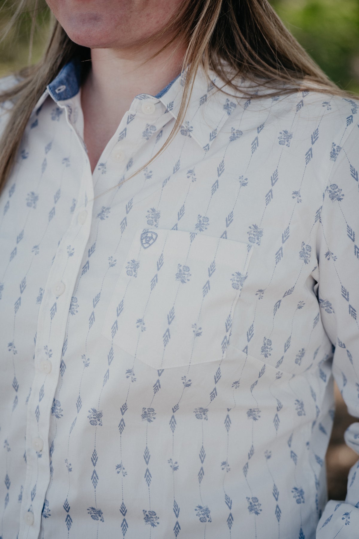 'Lilia' Floral Lilac Stripe Women's Kirby Shirt by Ariat (XS-XXL)