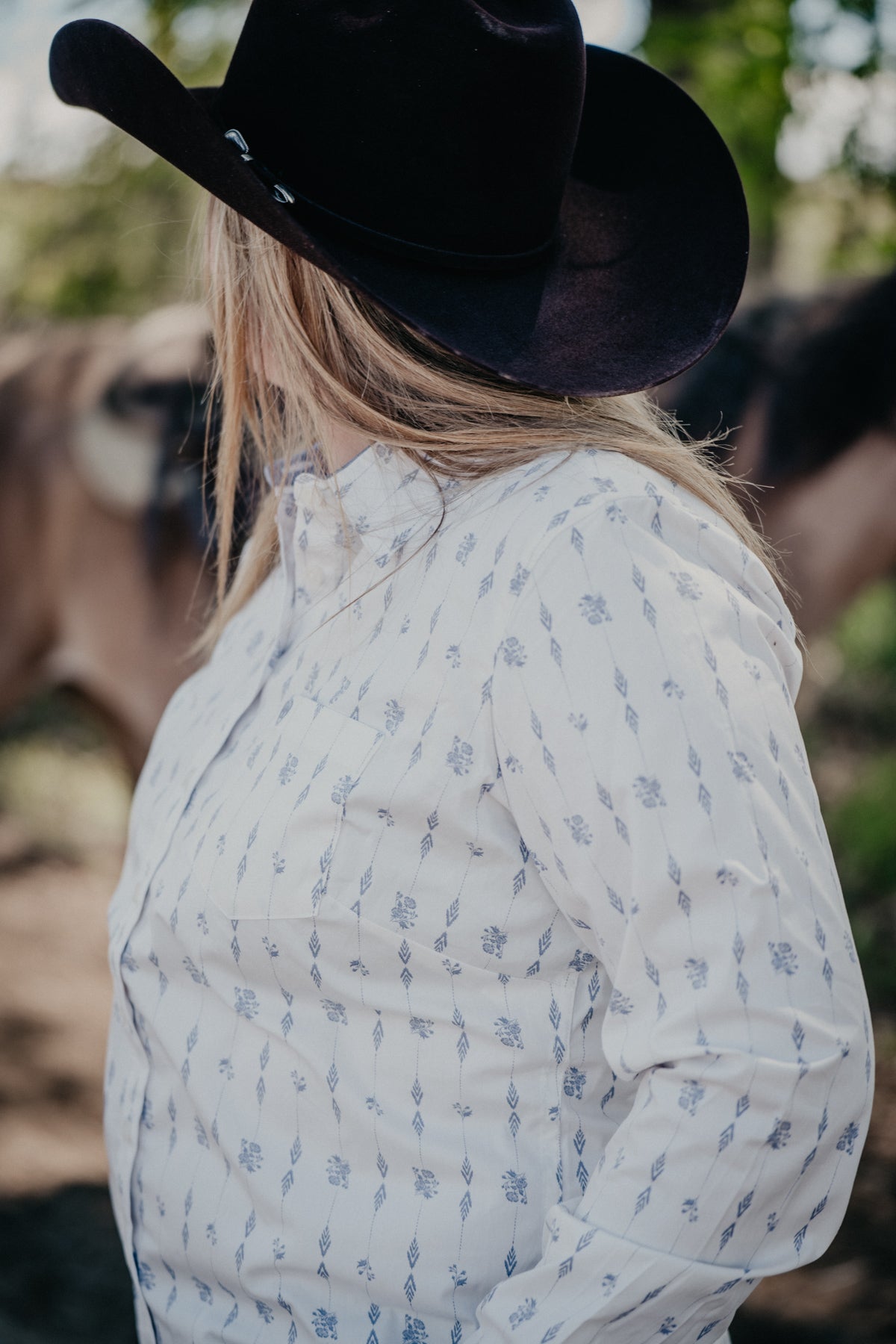 'Lilia' Floral Lilac Stripe Women's Kirby Shirt by Ariat (XS-XXL)