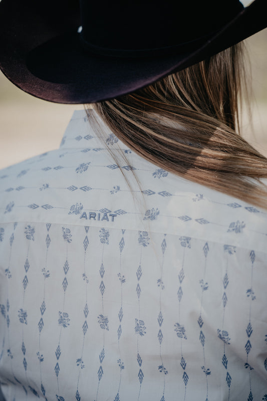 'Lilia' Floral Lilac Stripe Women's Kirby Shirt by Ariat (XS-XXL)