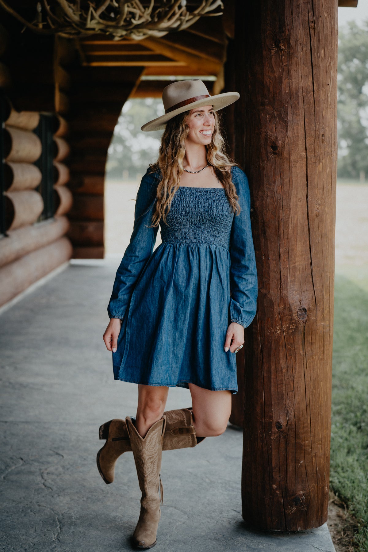 'Jemma' Square Neck Denim Dress by Wrangler (S-XXL)