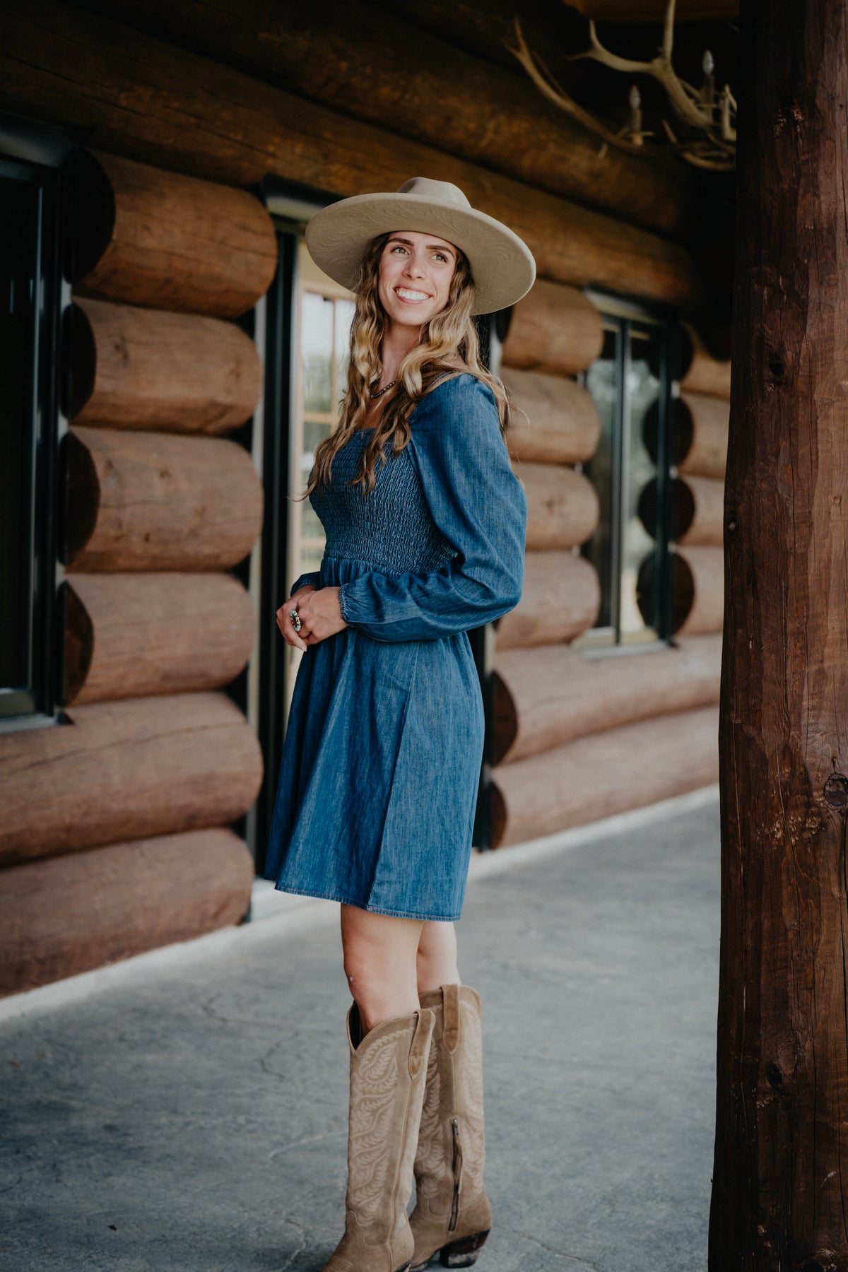 'Jemma' Square Neck Denim Dress by Wrangler (S-XXL)