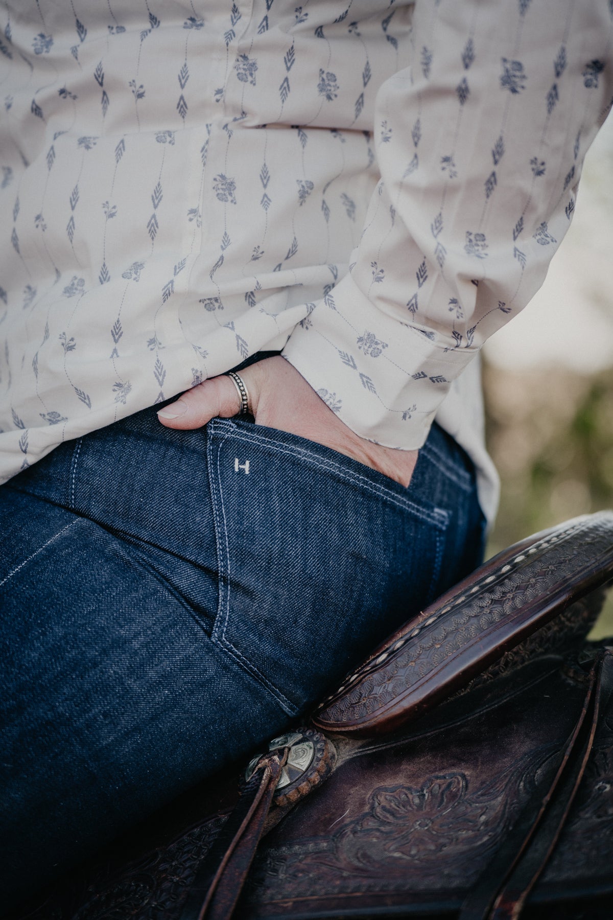 'Bella' Haala Denim Trouser Jean {Midnight Blue with Dusk Blue Stitching)