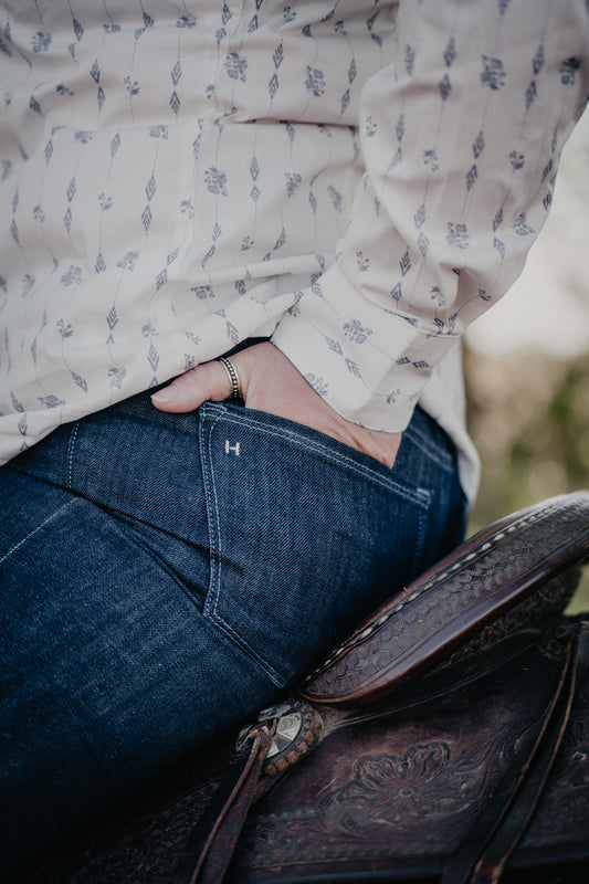 'Bella' Haala Denim Trouser Jean {Midnight Blue with Dusk Blue Stitching)