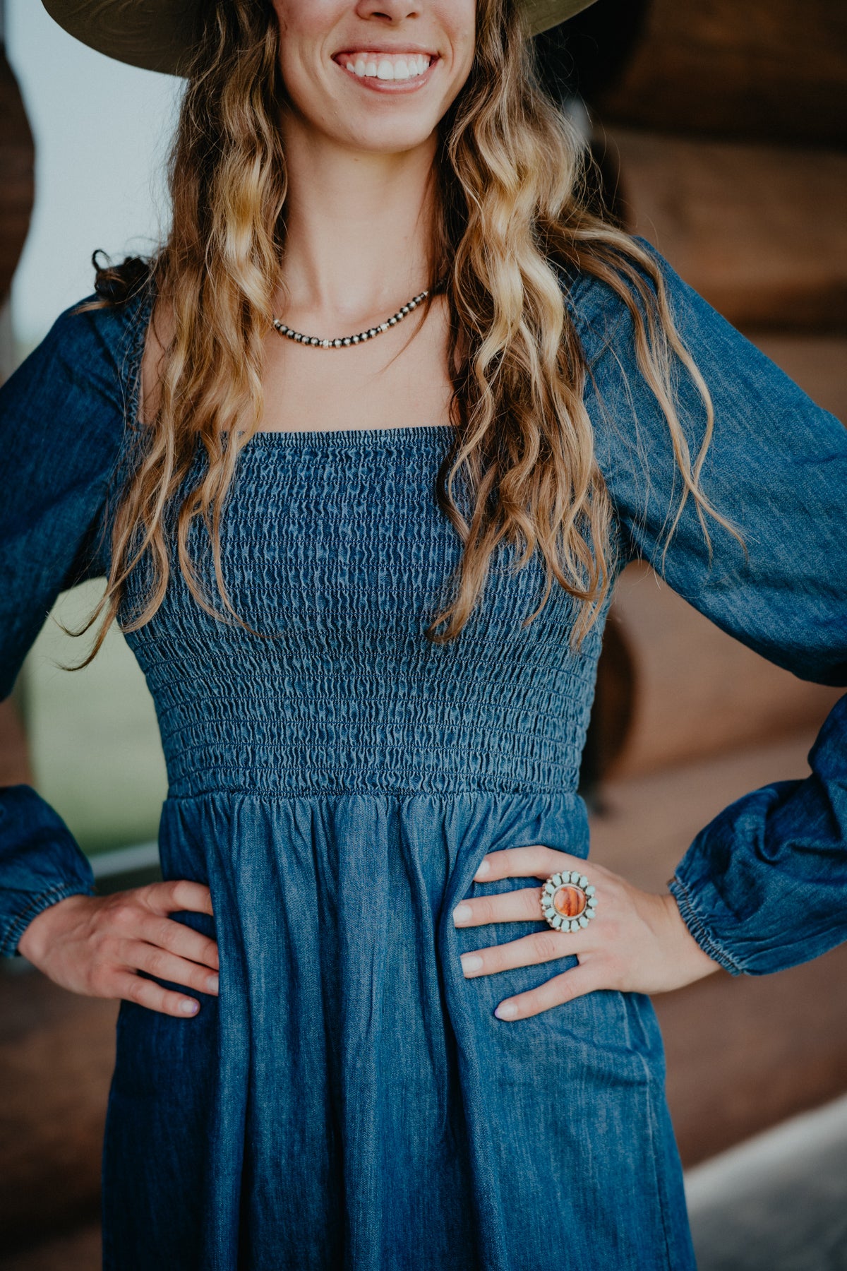 'Jemma' Square Neck Denim Dress by Wrangler (S-XXL)