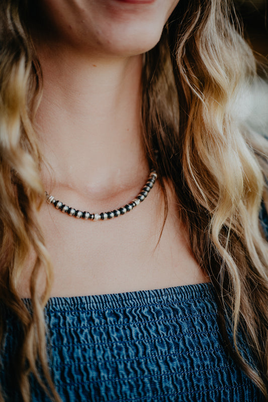 Mixed Navajo Pearl Etched Necklace