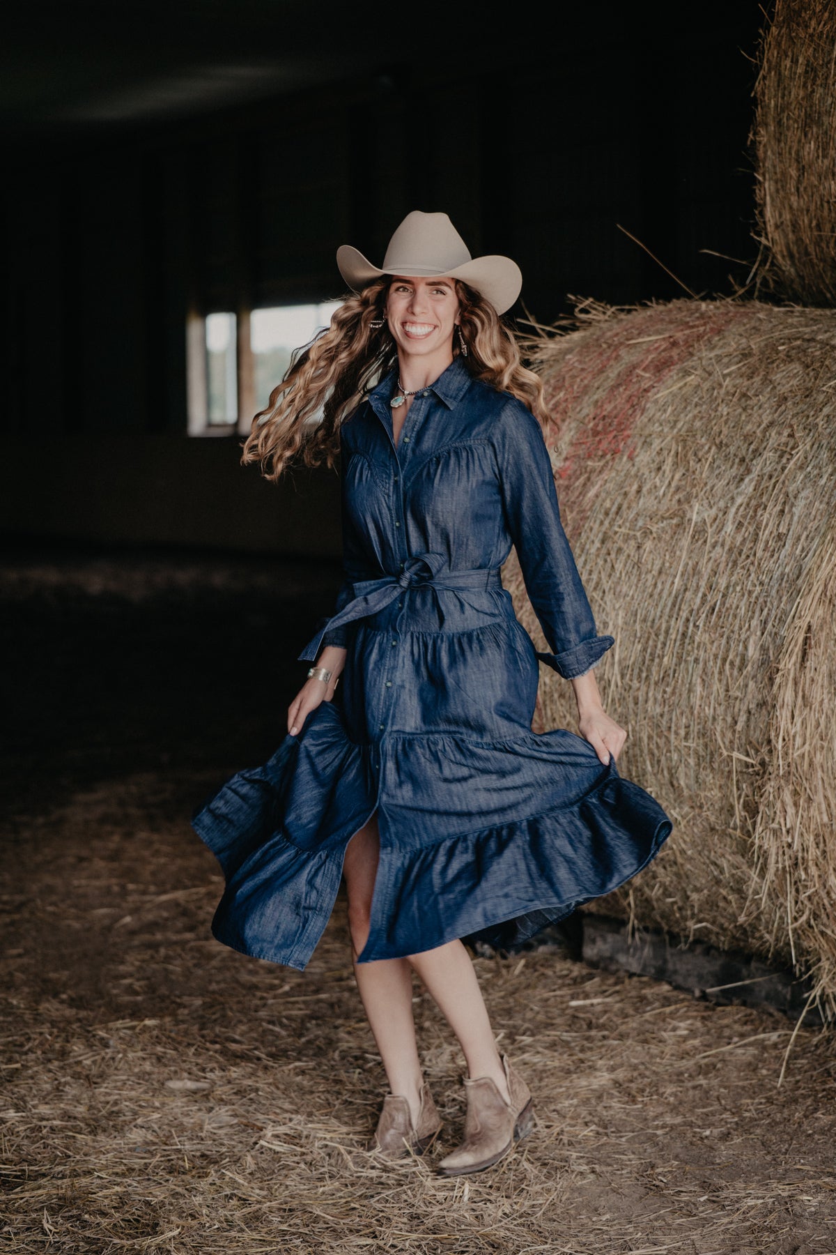 'Wendy' Ariat Denim Tiered Dress (XS-XXL)