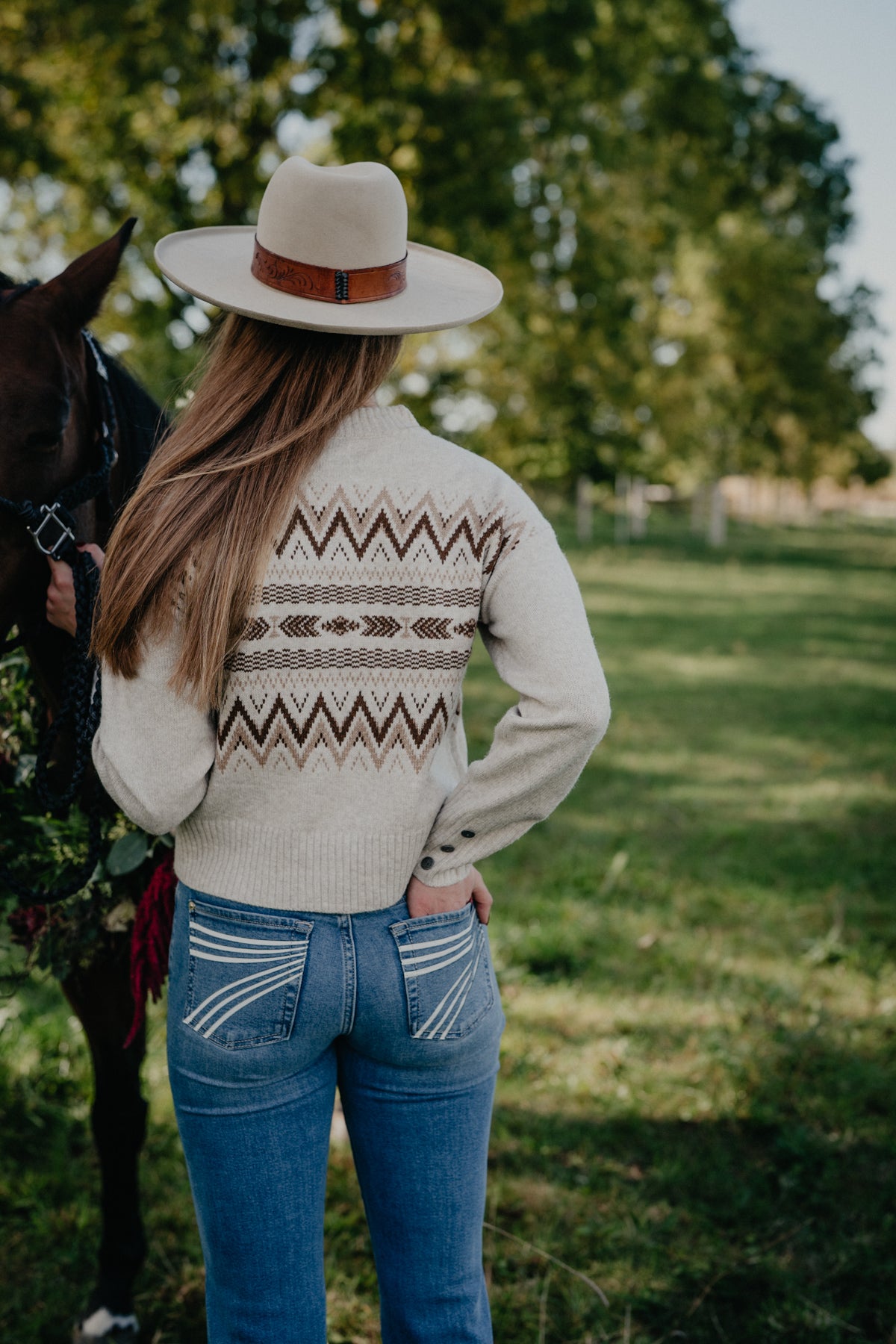 'Lea' Women's Heather Oatmeal Knit Sweater by Ariat