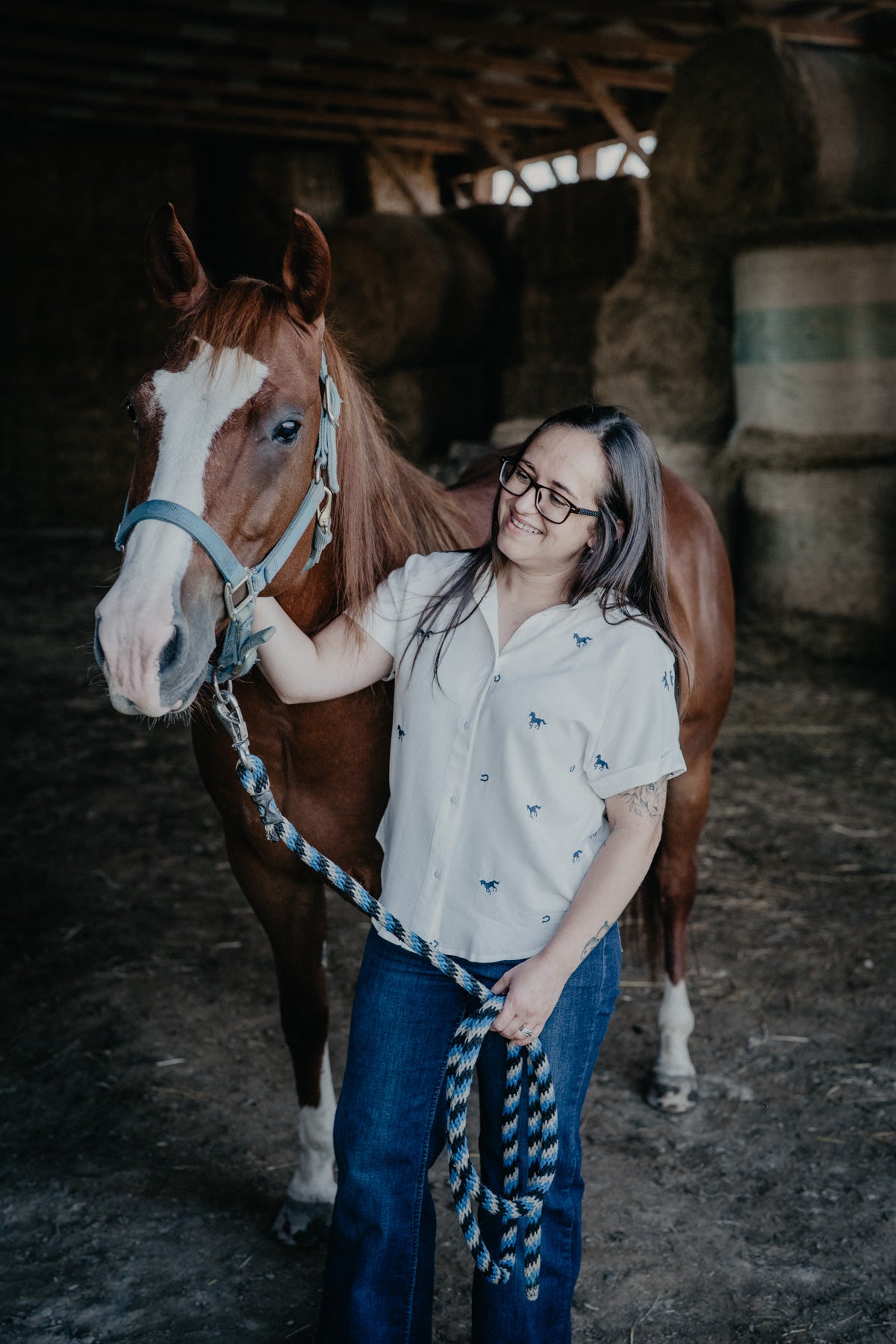 'Bryer' Horse Embroidered Short Sleeve Collared Shirt (2 Colours; S - XXL)