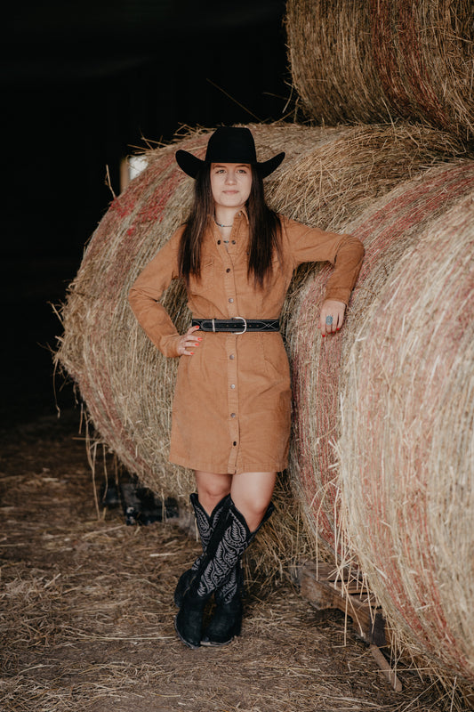 'Miranda' Women's Wrangler Brown Corduroy Dress (S-XXL)