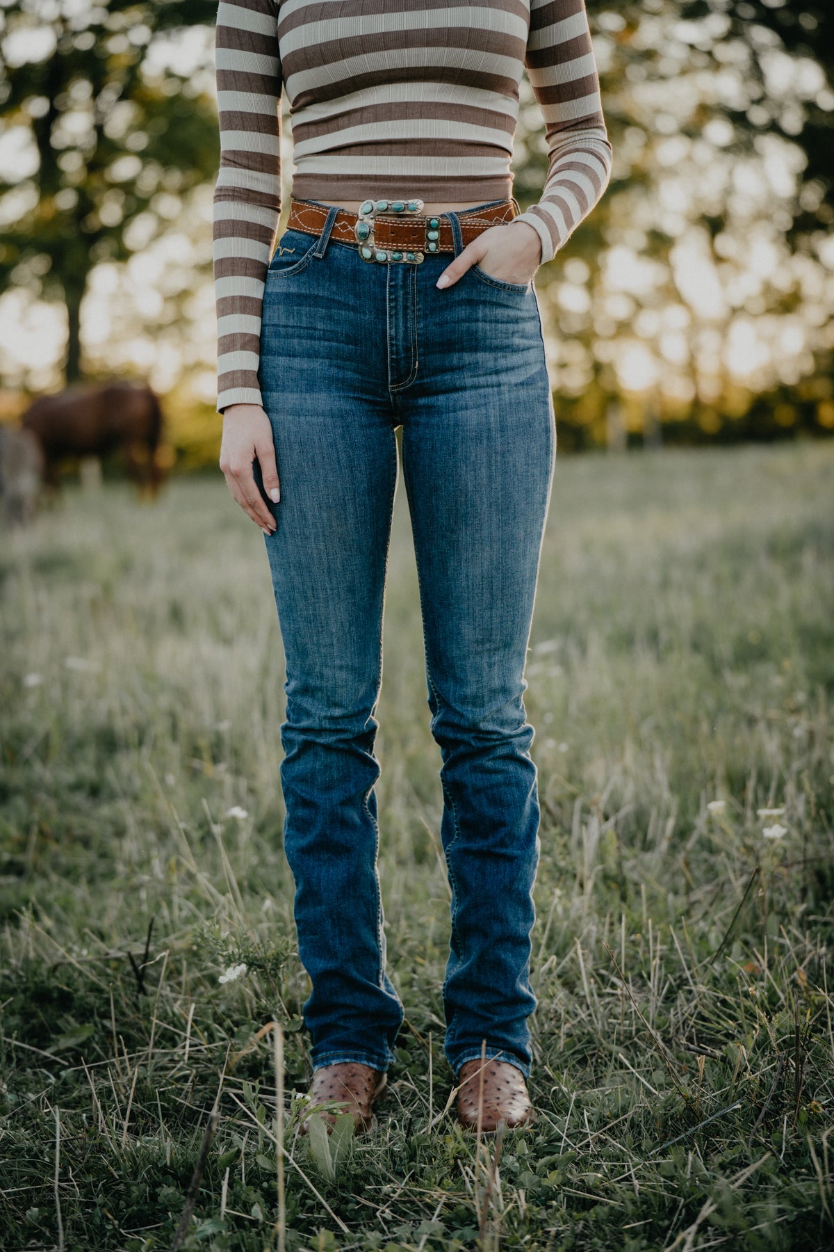 Sarah High Rise Straight Leg Jean by Kimes Ranch (Dark Blue)