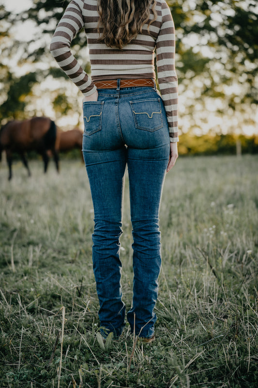 Sarah High Rise Straight Leg Jean by Kimes Ranch (Dark Blue)