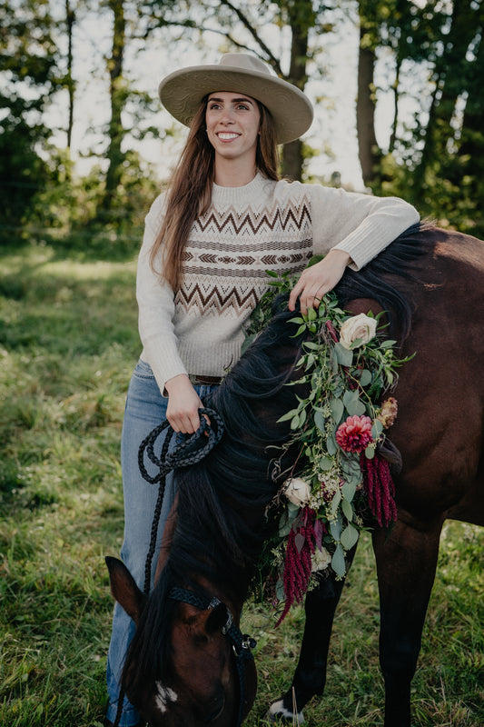 'Lea' Women's Heather Oatmeal Knit Sweater by Ariat