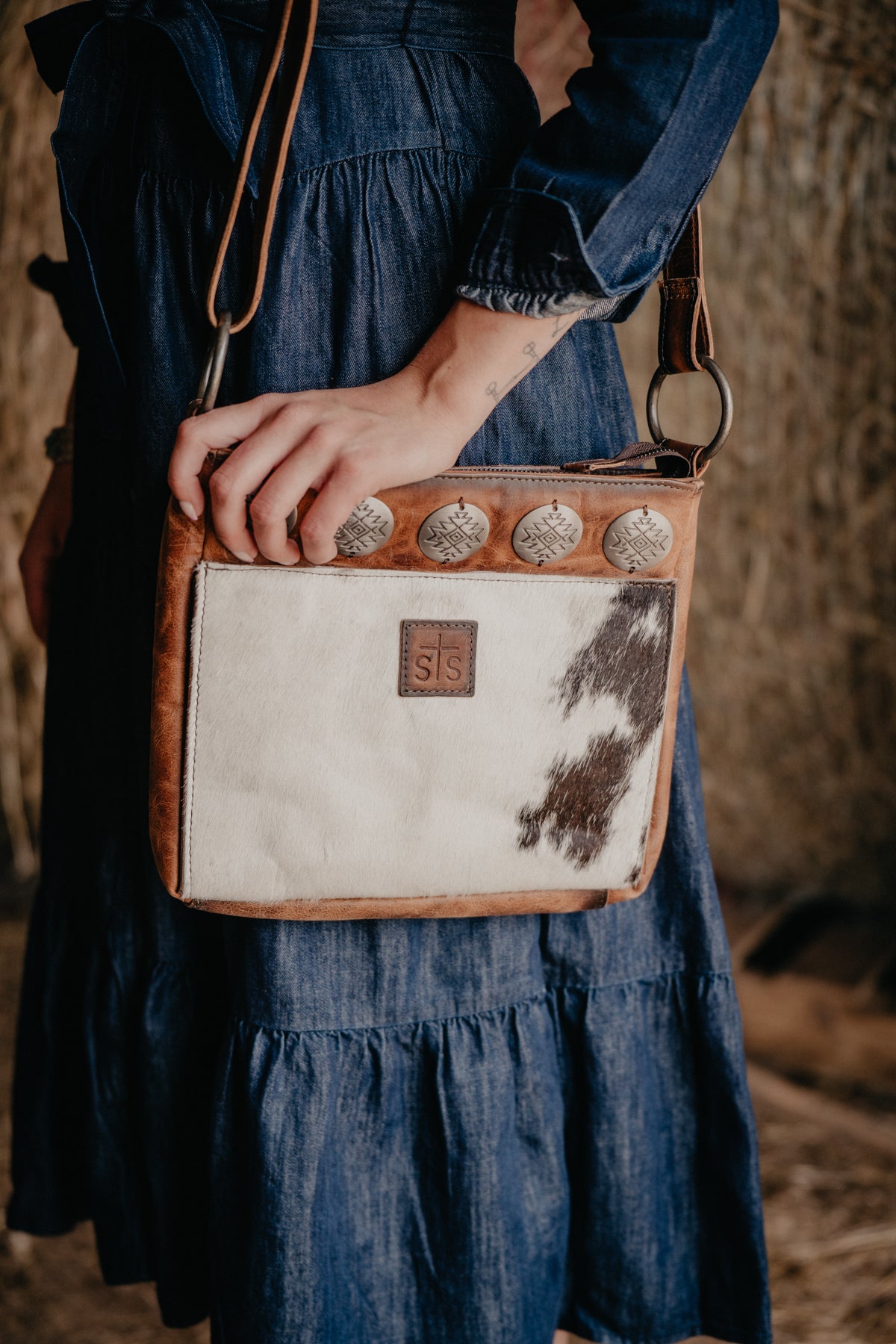'Olivia' Vaquero Concho Cowhide Crossbody by STS Ranchwear 1