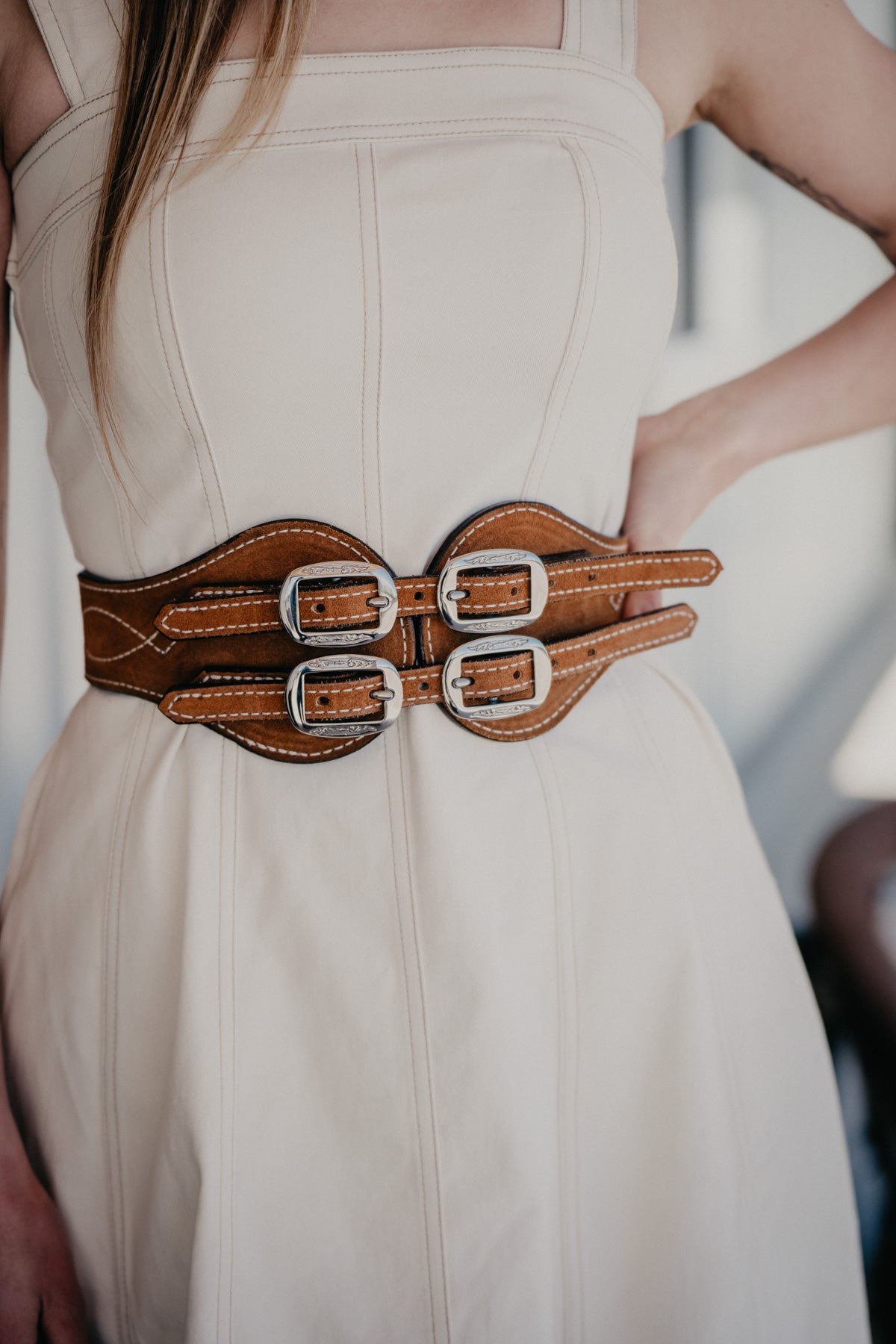 4" Camel Tapered Quad Was it Belt by Double J Saddlery