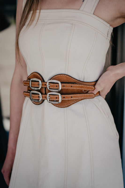 4" Camel Tapered Quad Was it Belt by Double J Saddlery