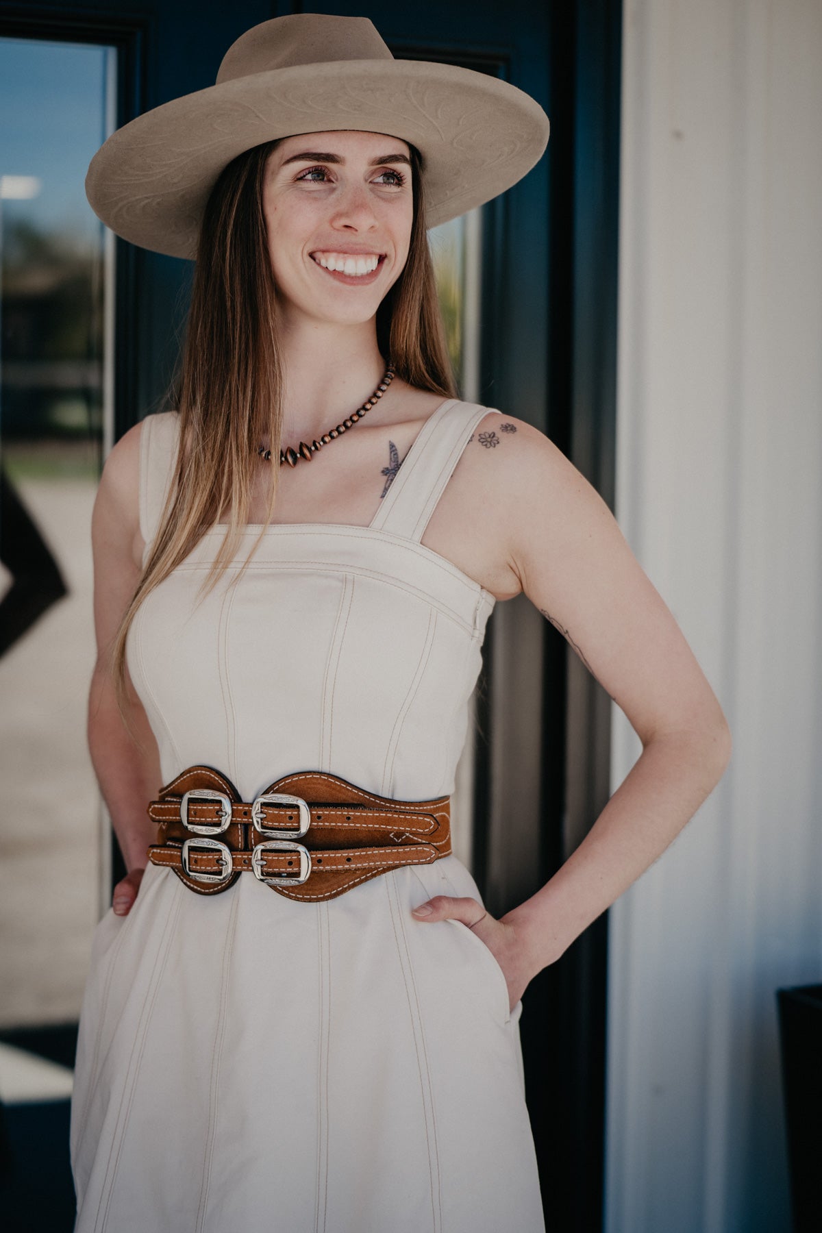 4" Camel Tapered Quad Was it Belt by Double J Saddlery