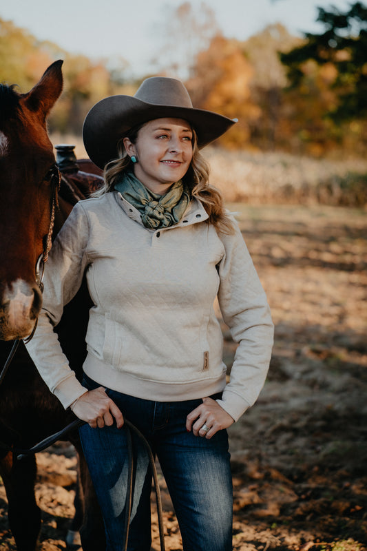 'Autumn' Women's Quilted 1/4 Button Sweater by Panhandle Slim (2 Colourways)