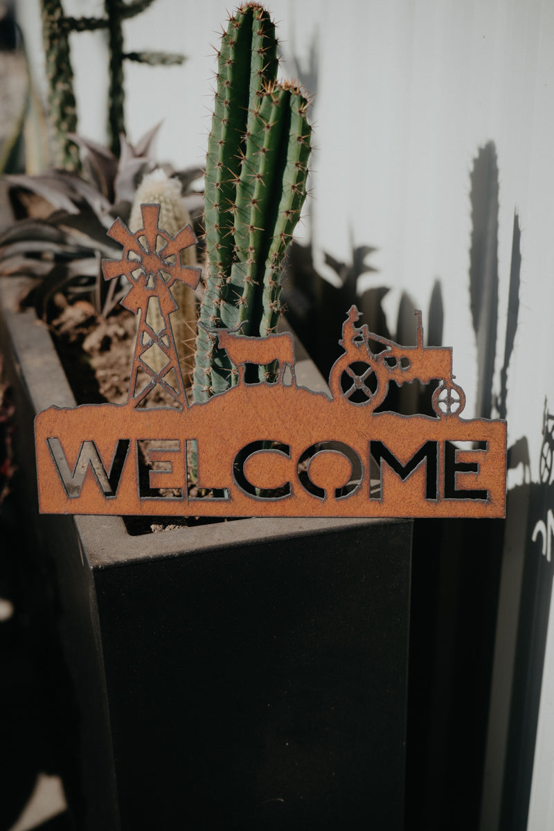 Metal Welcome Windmill Sign