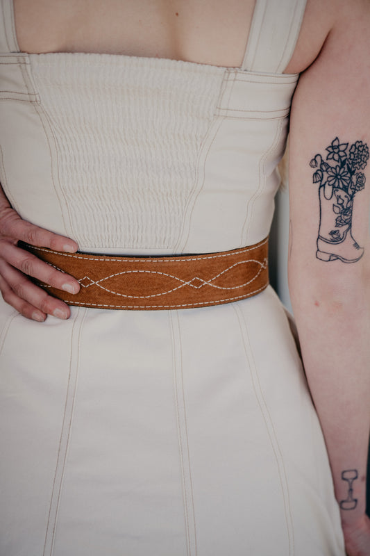 4" Camel Tapered Quad Was it Belt by Double J Saddlery
