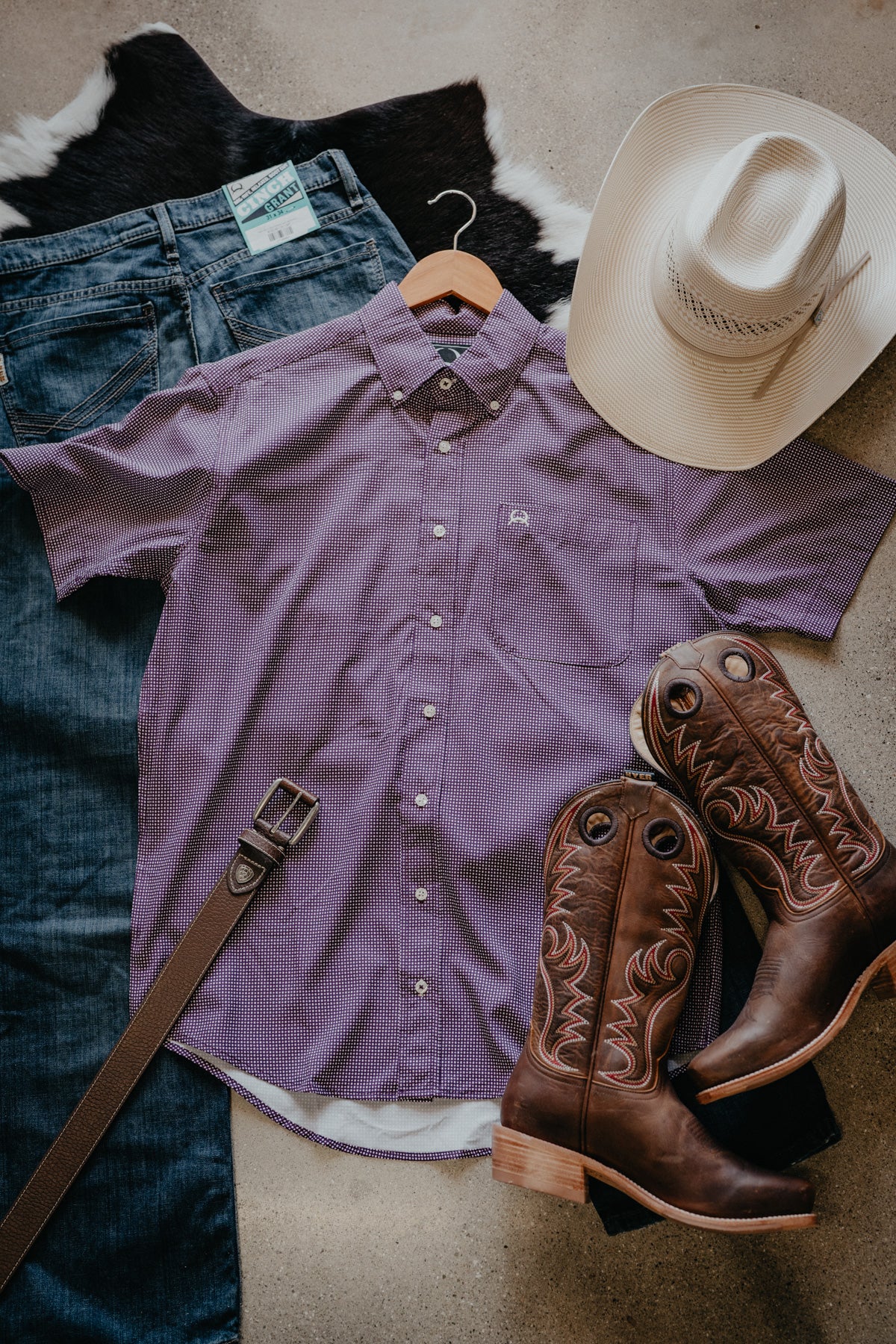 'Briggs' Arenaflex CINCH Purple Short Sleeve Button Down (S-XXL)