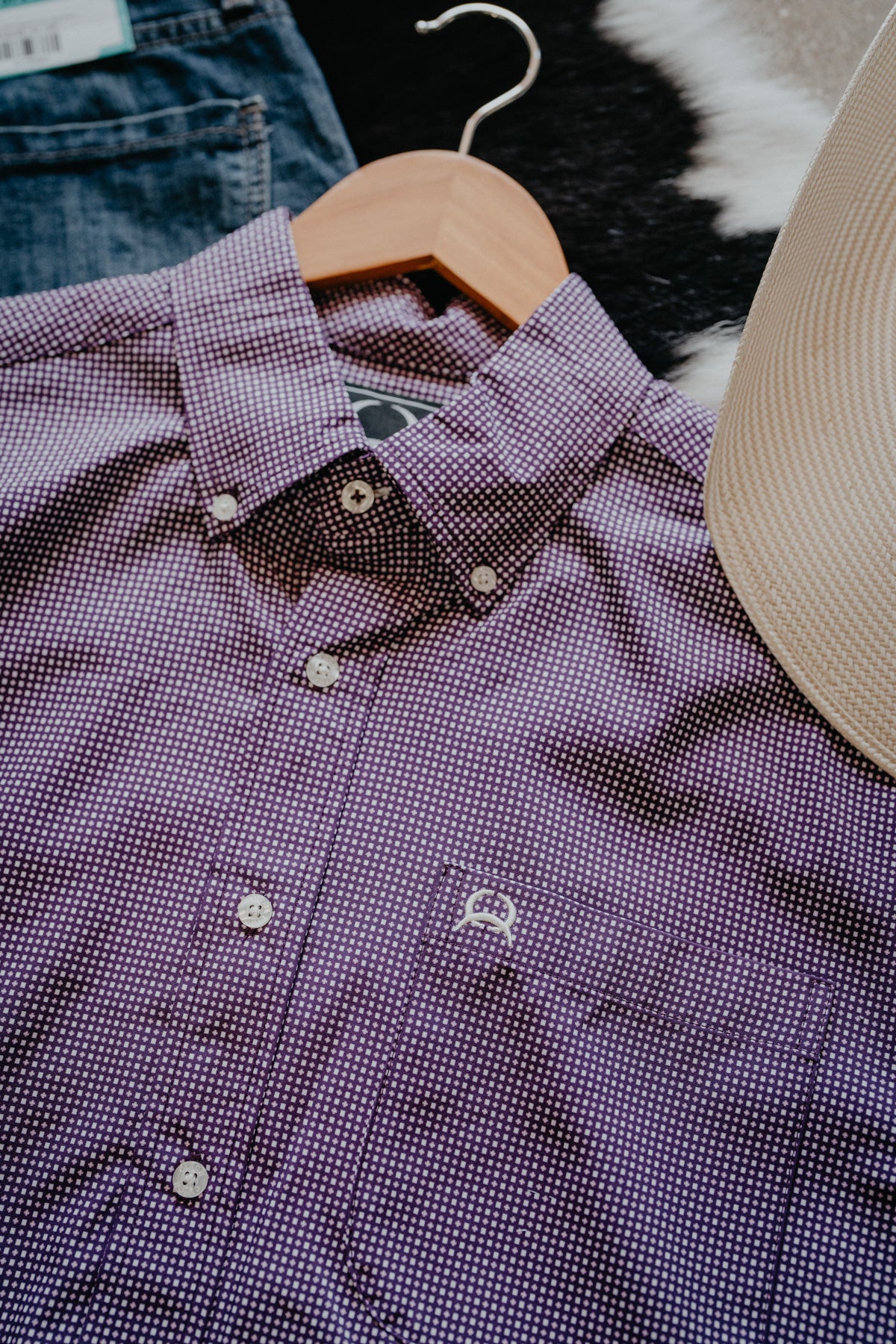 'Briggs' Arenaflex CINCH Purple Short Sleeve Button Down (S-XXL)