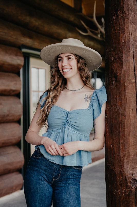 'Endless Summer' Tencel Blue Peasant Top (S - XXL)