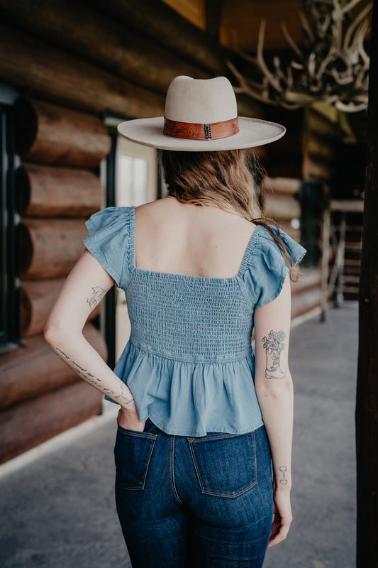 'Endless Summer' Tencel Blue Peasant Top (S - XXL)
