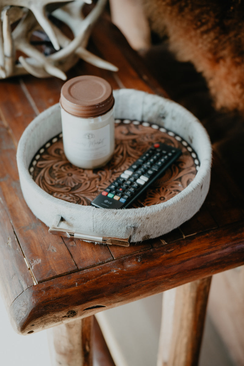 Cowhide Tray with Tooled Bottom (6 options)