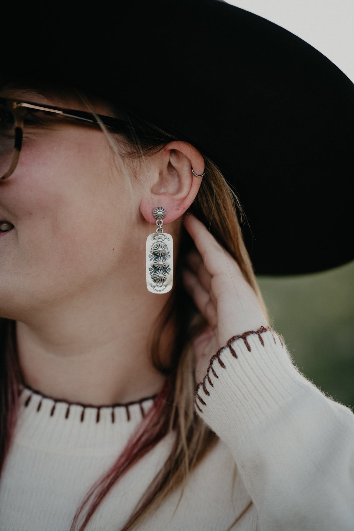 Stamped Sterling Rectangle Dangle