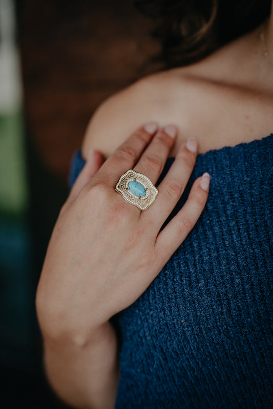 Turquoise Oasis Buckle Ring (Gold/ Silver)