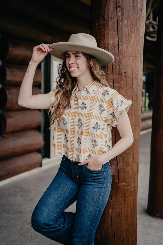 'Reese' Floral Block Print Camp Shirt (S - XXL)