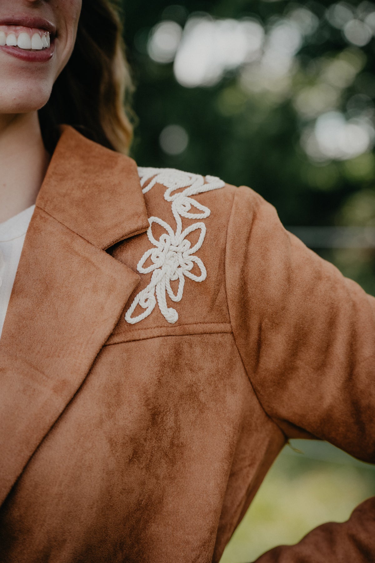 'Elyse' Caramel Floral Embroidered Blazer (S-L)
